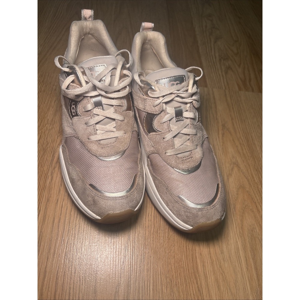 UGG LA Hills Sneaker Women Size 9 Rose Quartz Good Suede Mesh Metallic